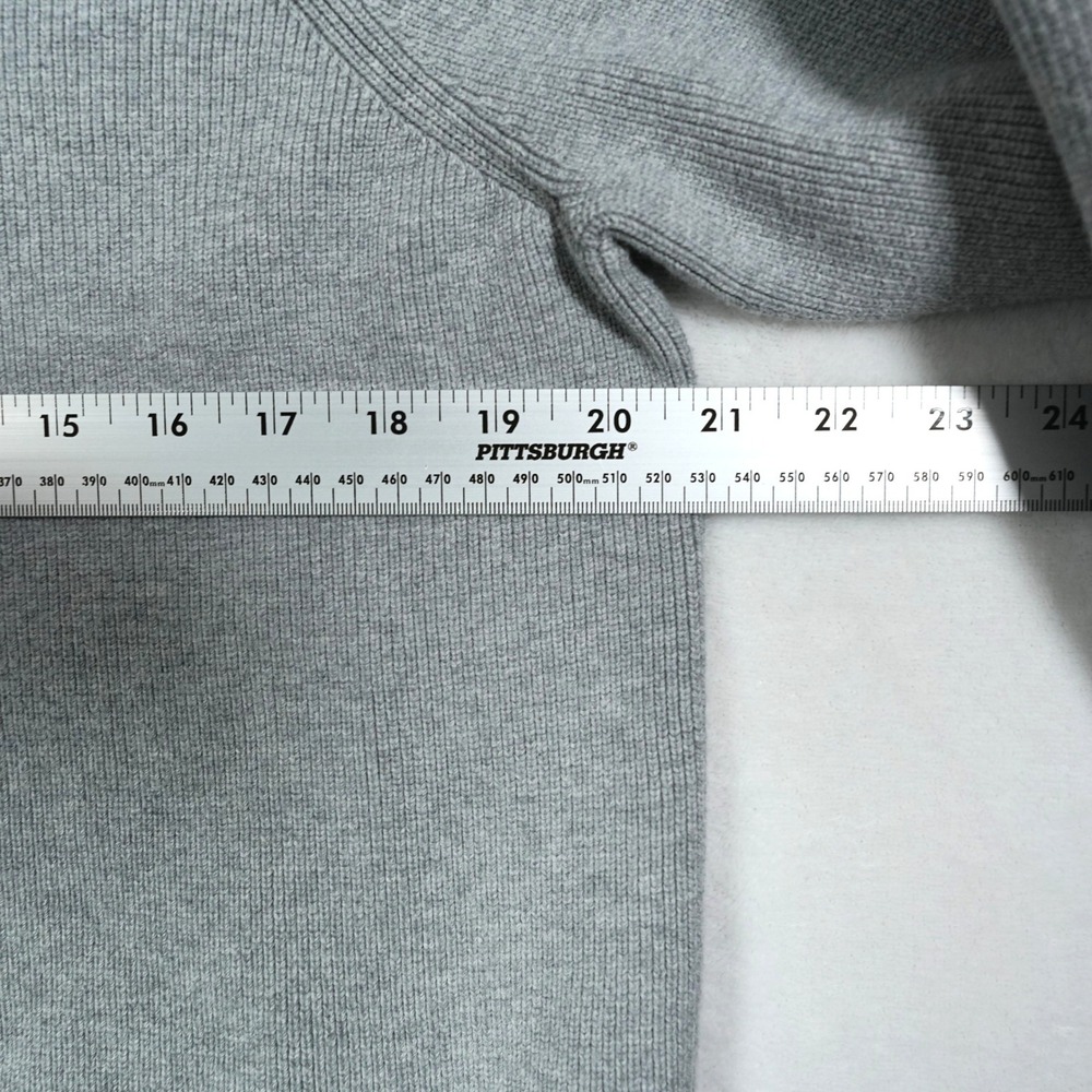 Collars & Co Mens Luxury Cotton Knit Hoodie Gray Raglan Pullover Sweater Size M - Picture 6 of 7